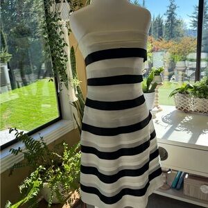 Elegant Black and White Striped Dress